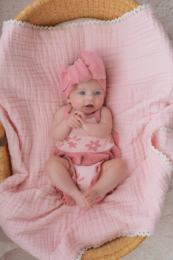 Knit Summer Set | Daisy Floral Strawberry