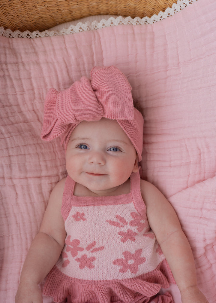 Knitted Oversized Topknot | Strawberry