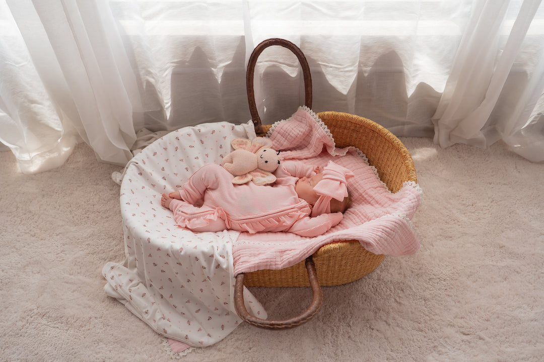 Frill Zip Romper | Baby Pink Waffle