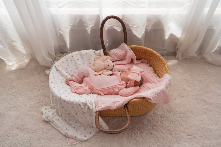 Frill Zip Romper | Baby Pink Waffle