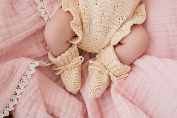 Frill Knit Pointelle Romper | Cream