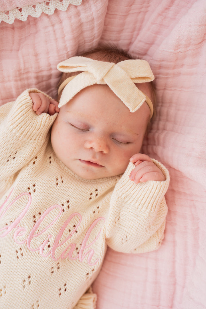 Knit Bow Headband | Cream