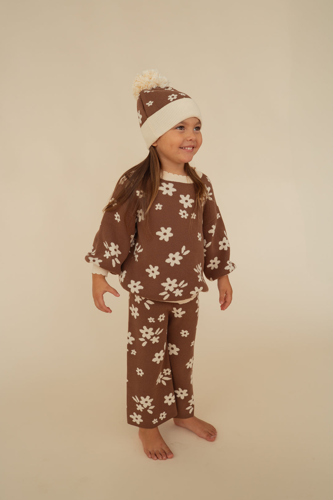 Knit Set | Daisy Floral Chocolate