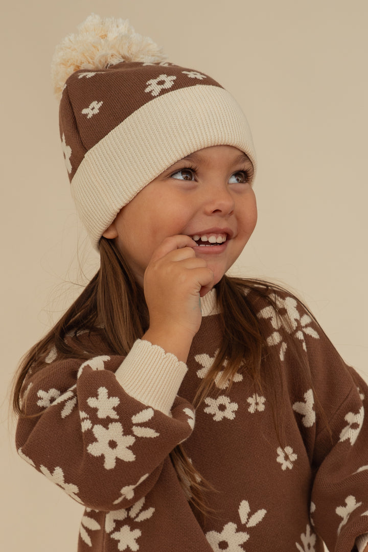 Knit Set | Daisy Floral Chocolate