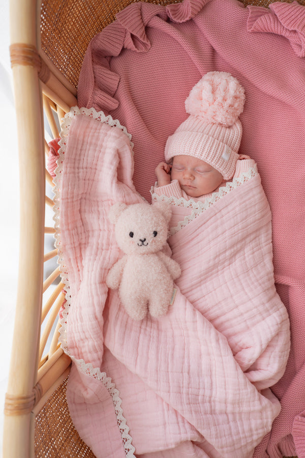 Gauze Lace Blanket | Baby Pink