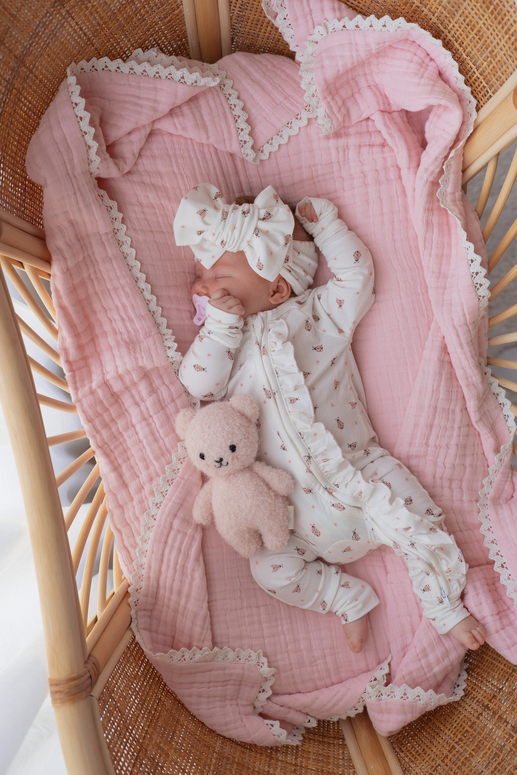 Pink Ladybug Baby Girl Zip Romper | Little & Fern – Little and Fern