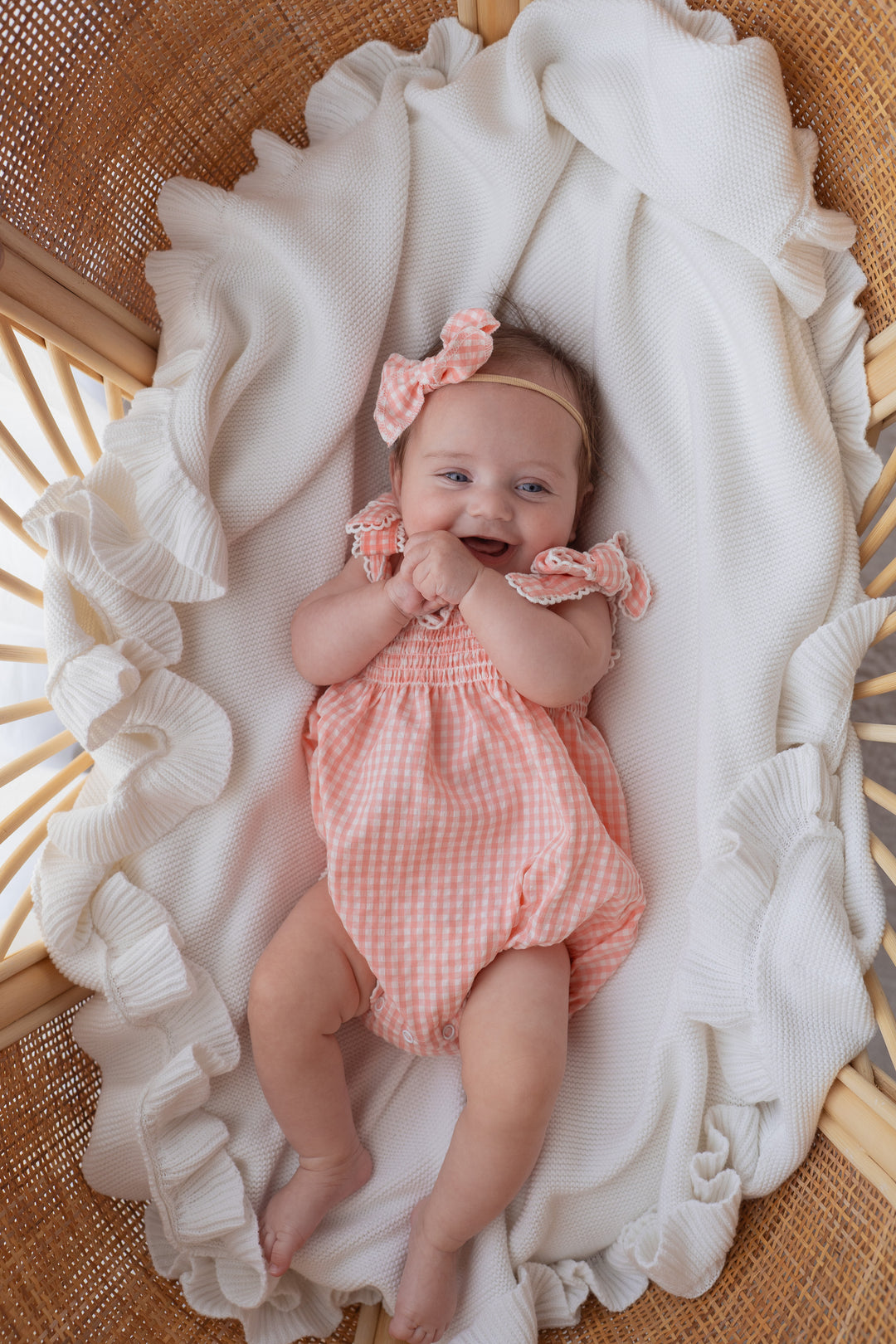 Tie Bubble Romper | Pink Gingham