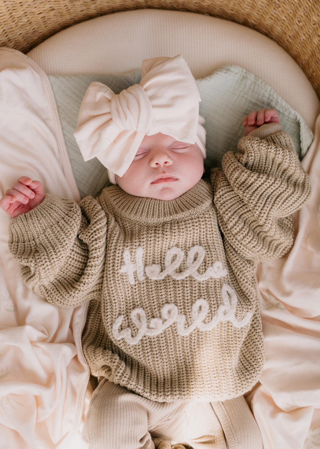 'Hello World' Chunky Knit Jumper | Khaki