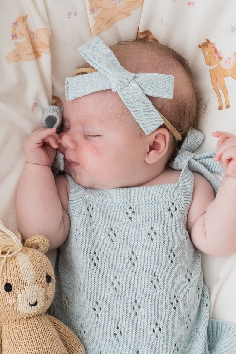 Knit Bow Headband | Sky Blue