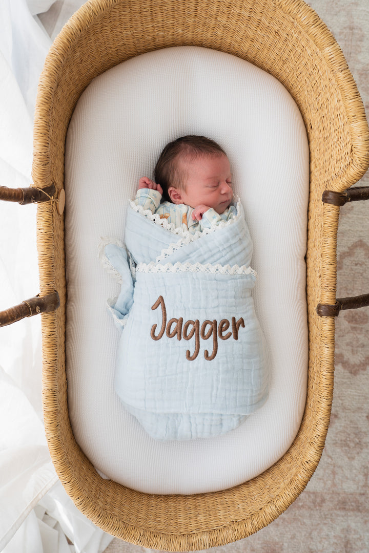 Gauze Lace Blanket | Sky Blue