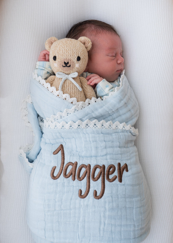 Gauze Lace Blanket | Sky Blue