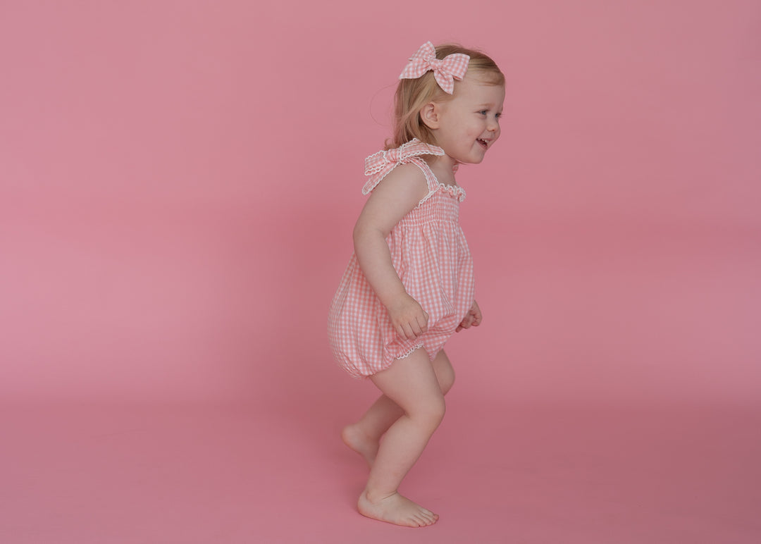 Twin Bow Clips | Pink Gingham