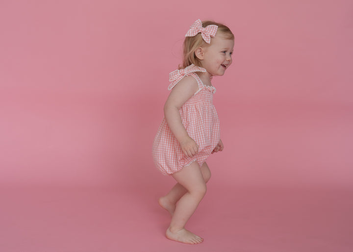 Twin Bow Clips | Pink Gingham