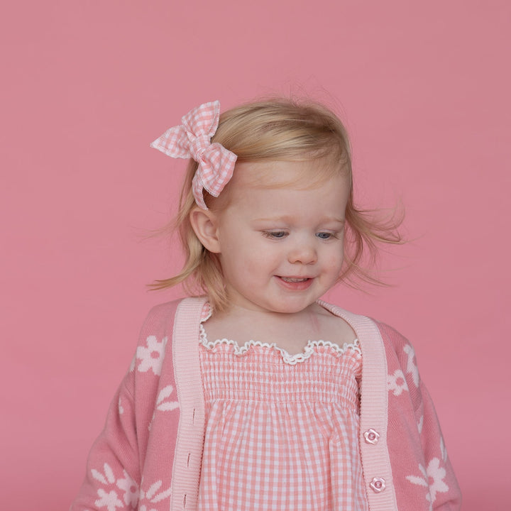 Twin Bow Clips | Pink Gingham