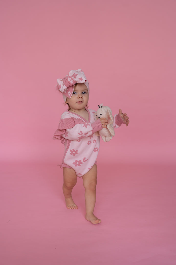 Knit Kimono | Daisy Floral Strawberry