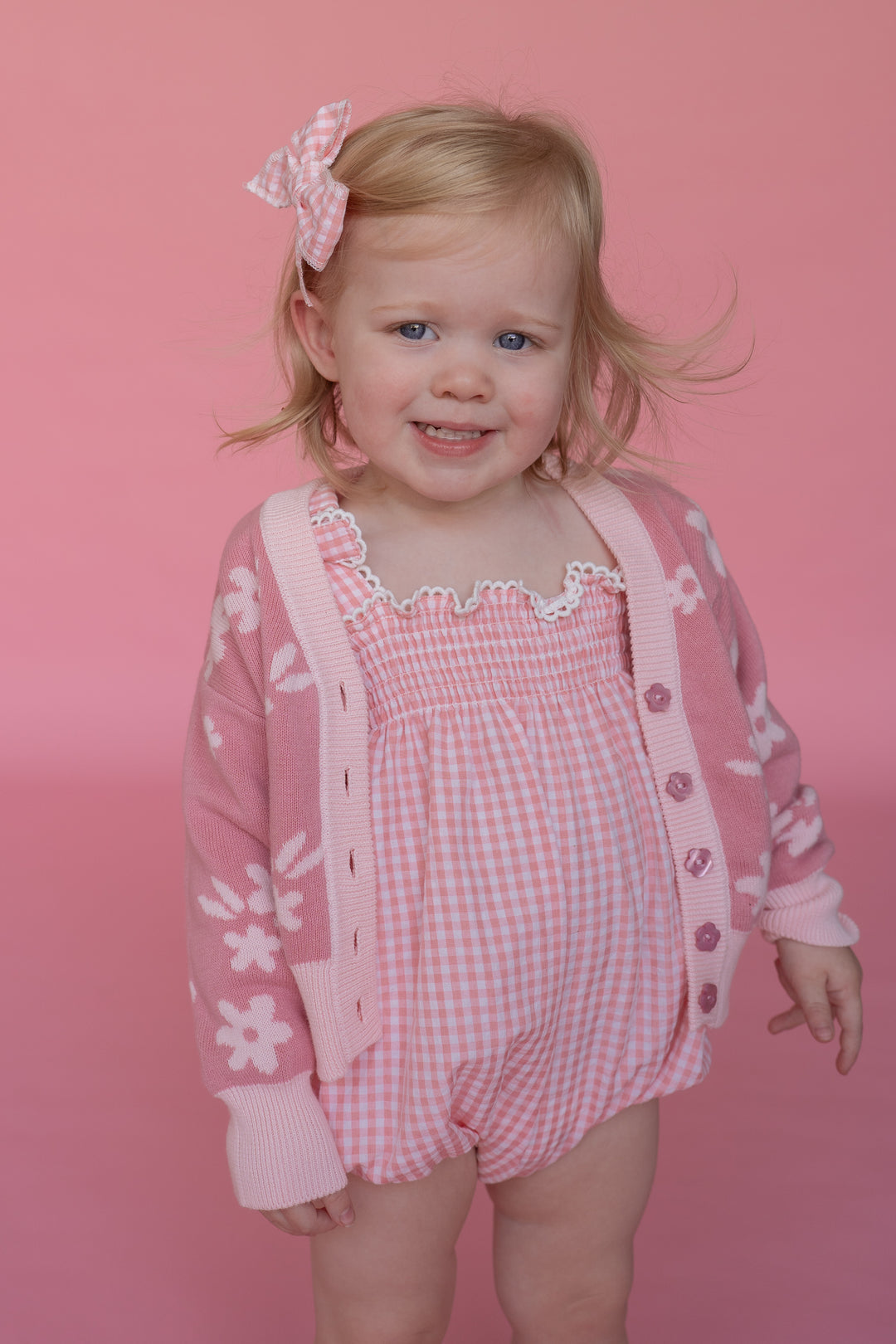 Knitted Cardigan | Daisy Floral Strawberry