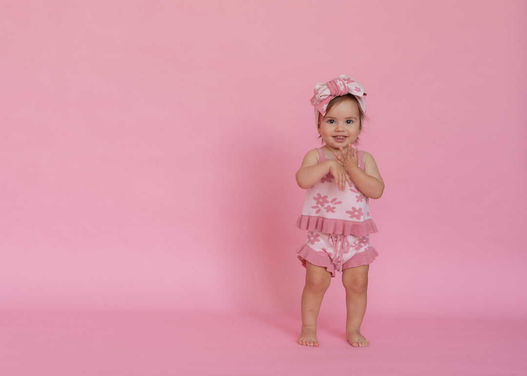 Knit Summer Set | Daisy Floral Strawberry