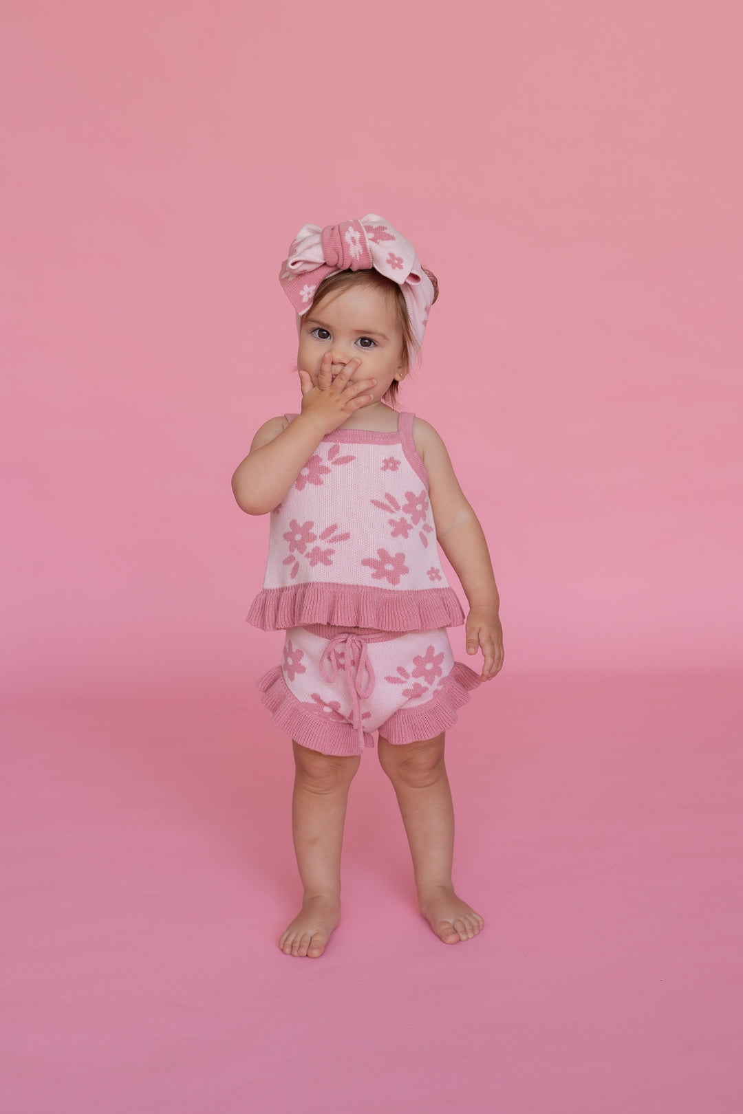 Knit Summer Set | Daisy Floral Strawberry