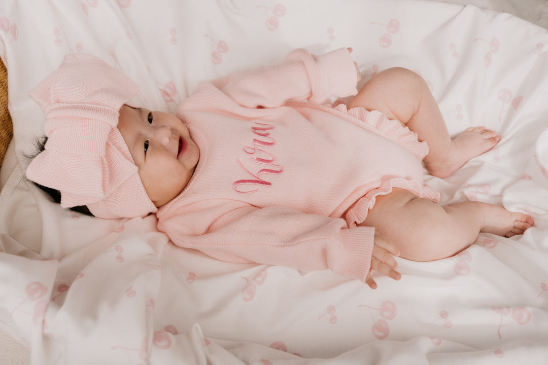 Frill Knit Romper | Baby Pink