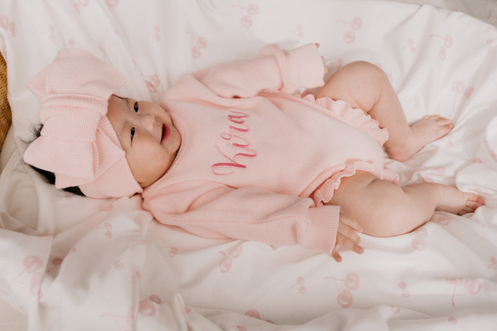Frill Knit Romper | Baby Pink