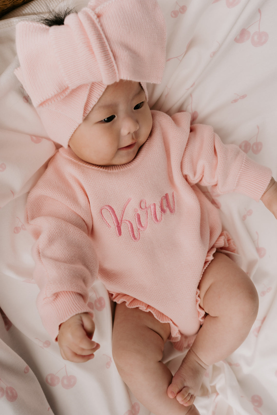 Frill Knit Romper | Baby Pink