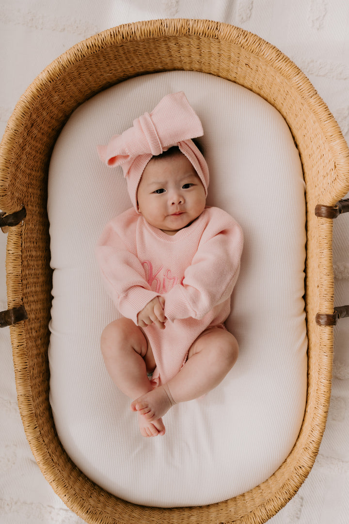 Frill Knit Romper | Baby Pink