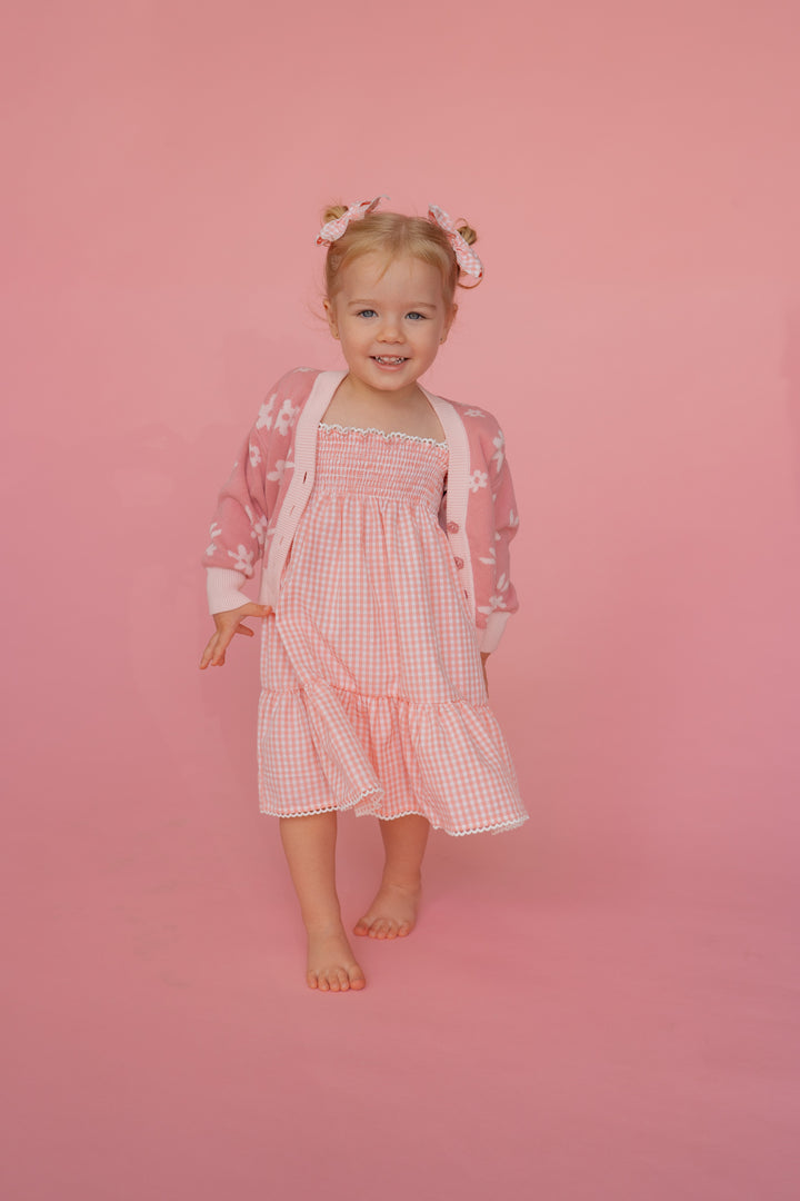 Knitted Cardigan | Daisy Floral Strawberry