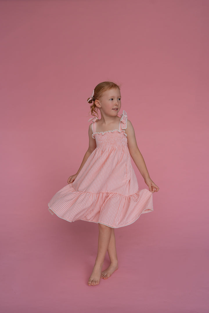 Tie Summer Dress | Pink Gingham