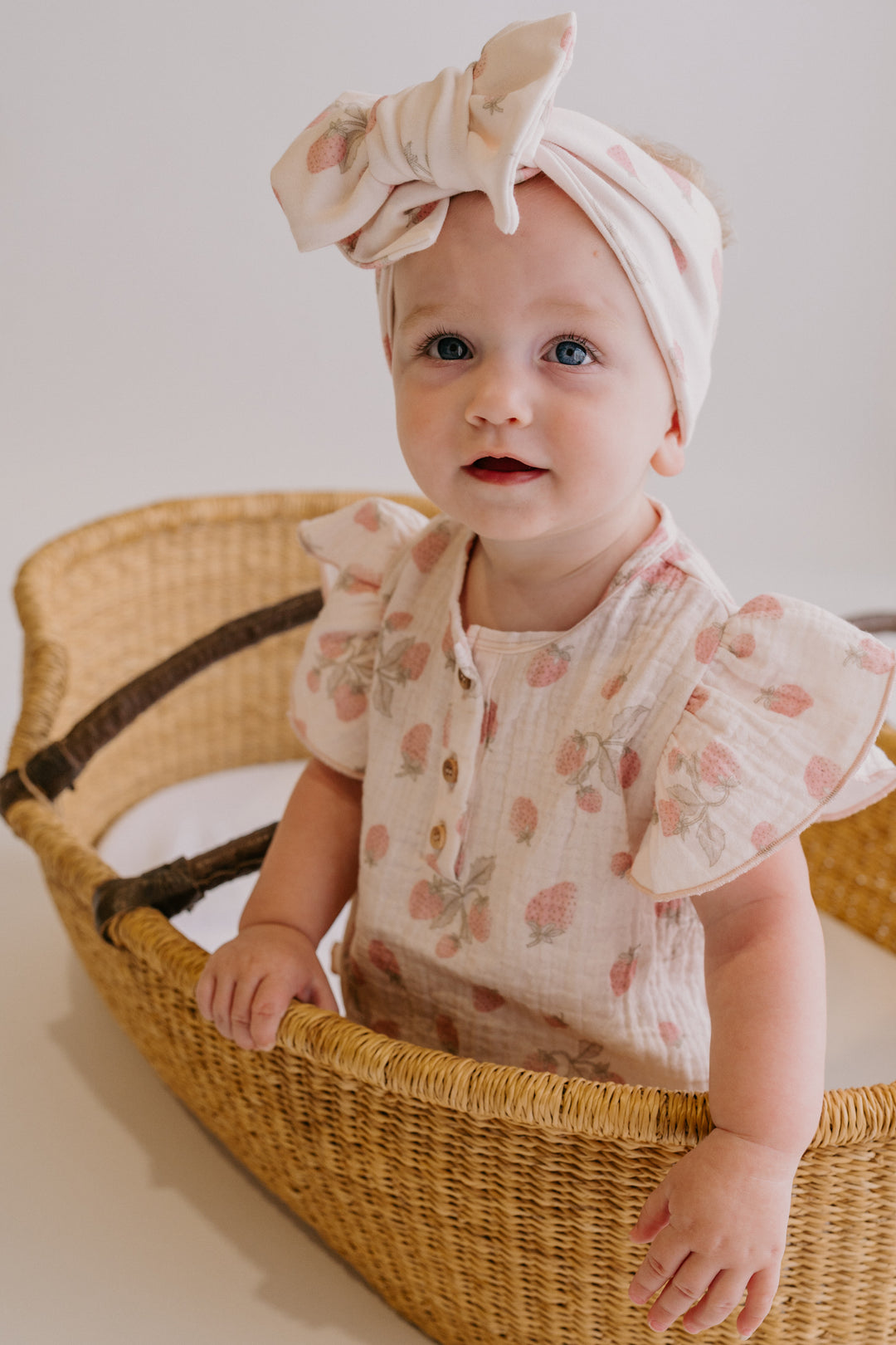 Frill Muslin Romper | Strawberries