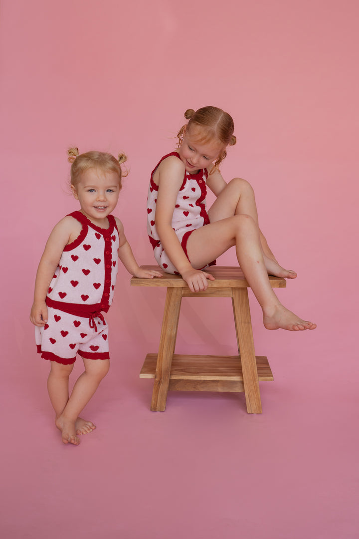 Knitted Shorts | Red Hearts