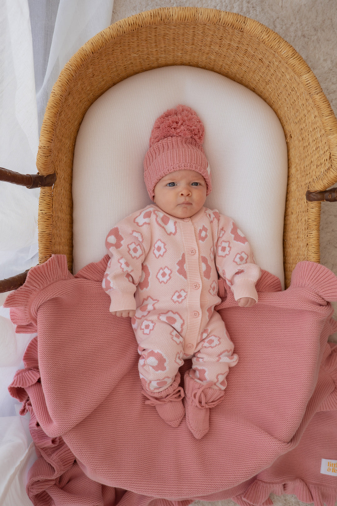 Knitted Pom Beanie | Strawberry