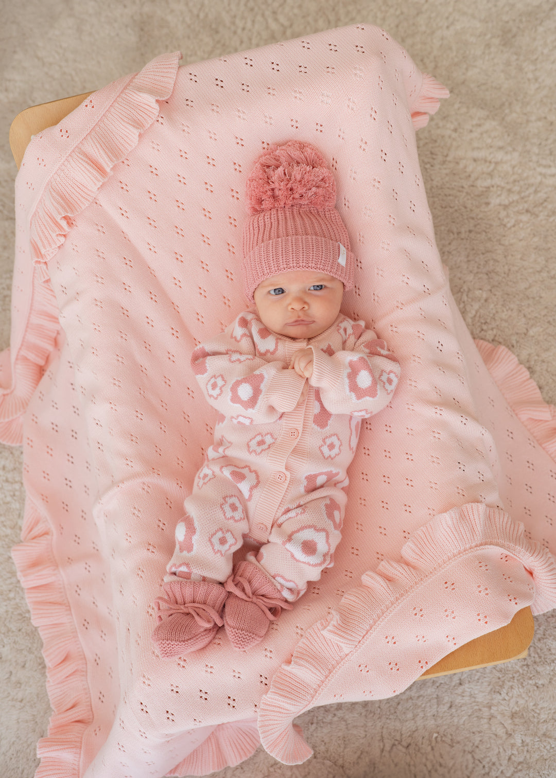 Knitted Pom Beanie | Strawberry