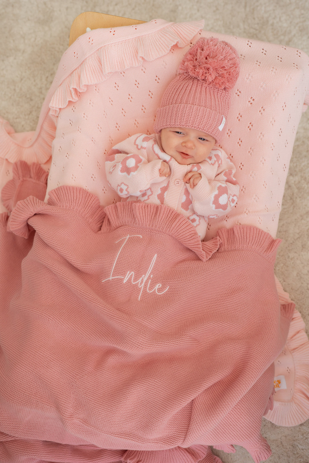 Knitted Pom Beanie | Strawberry