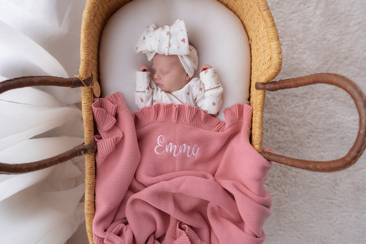 Frill Knit Blanket | Strawberry