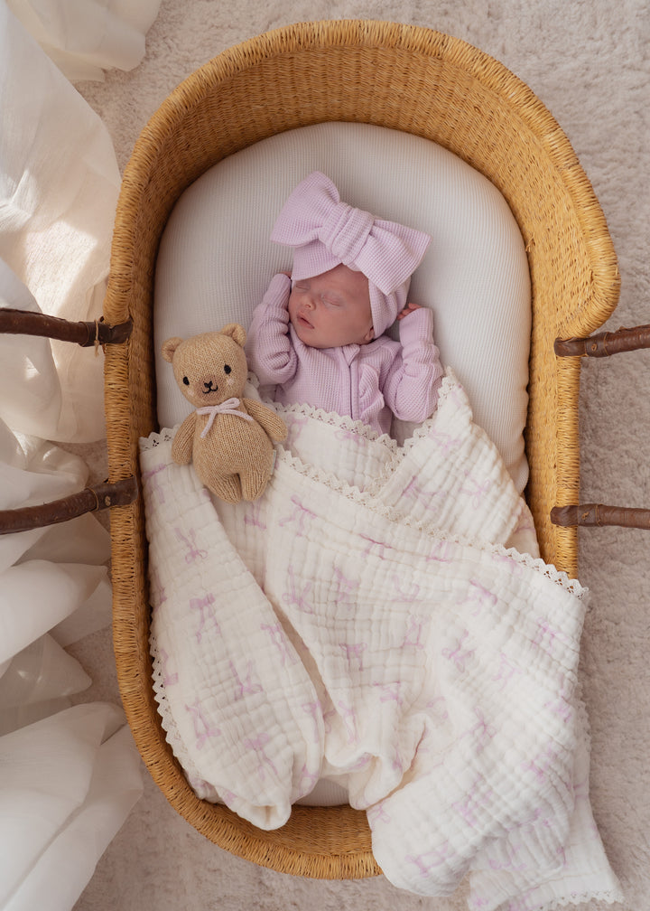 Gauze Lace Blanket | Lilac Bows