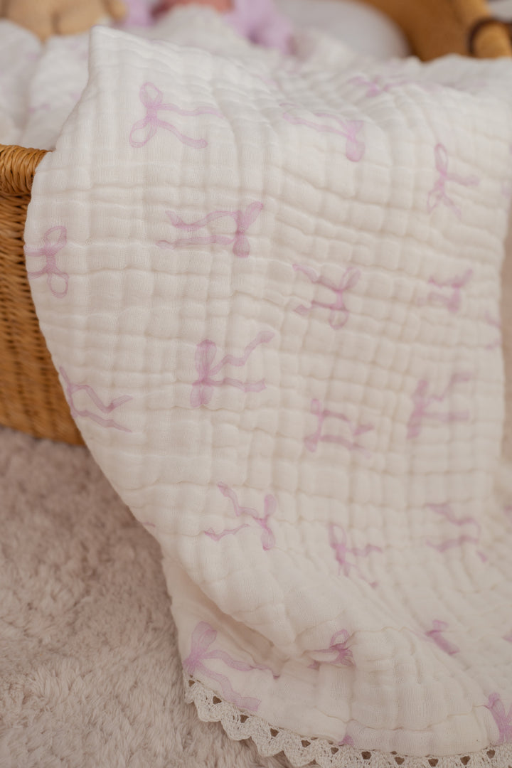 Gauze Lace Blanket | Lilac Bows