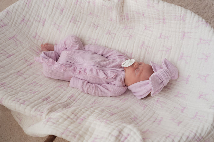 Gauze Lace Blanket | Lilac Bows