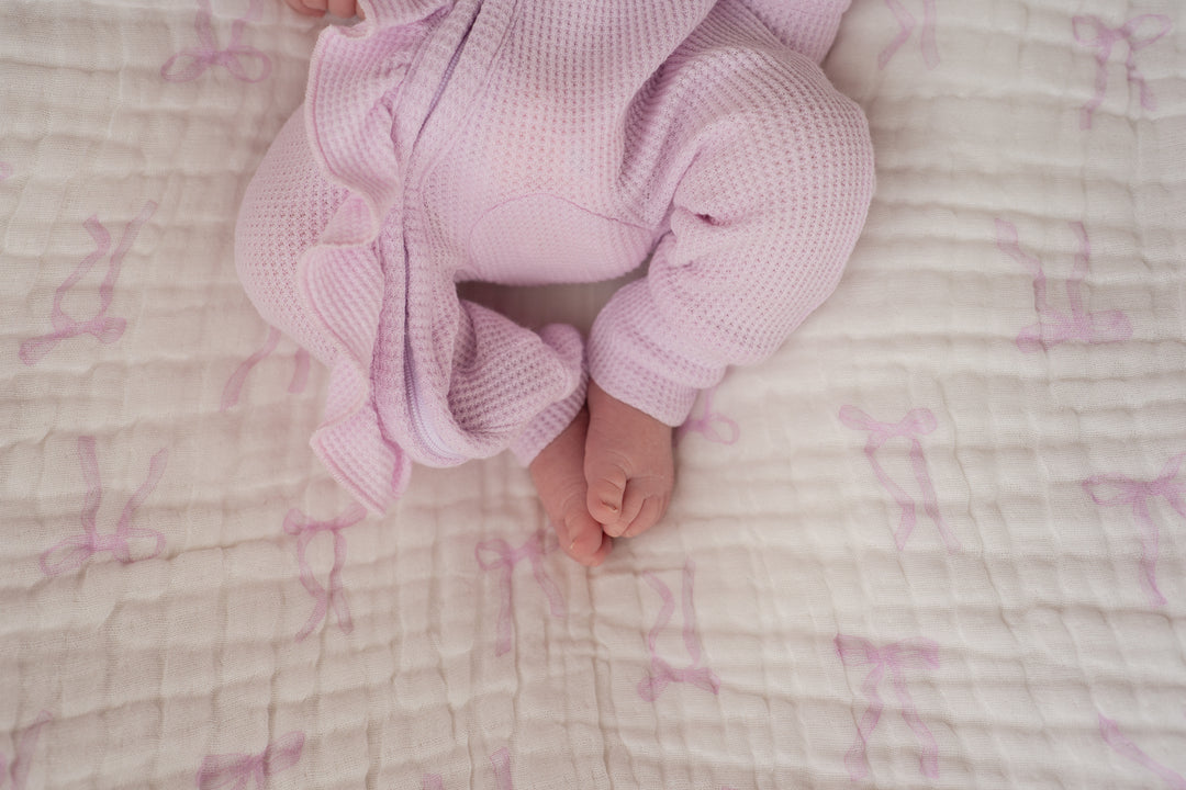 Gauze Lace Blanket | Lilac Bows