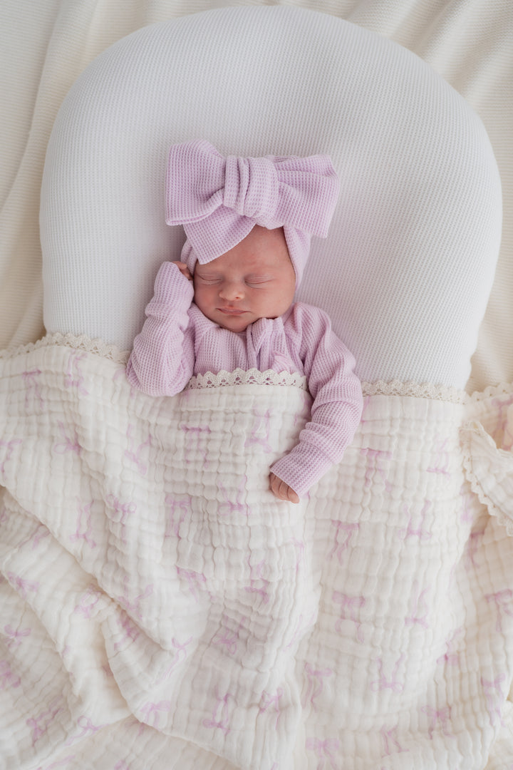 Gauze Lace Blanket | Lilac Bows