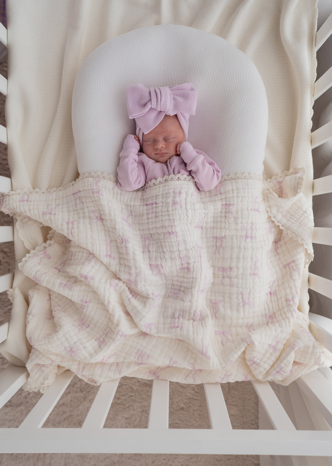 Gauze Lace Blanket | Lilac Bows