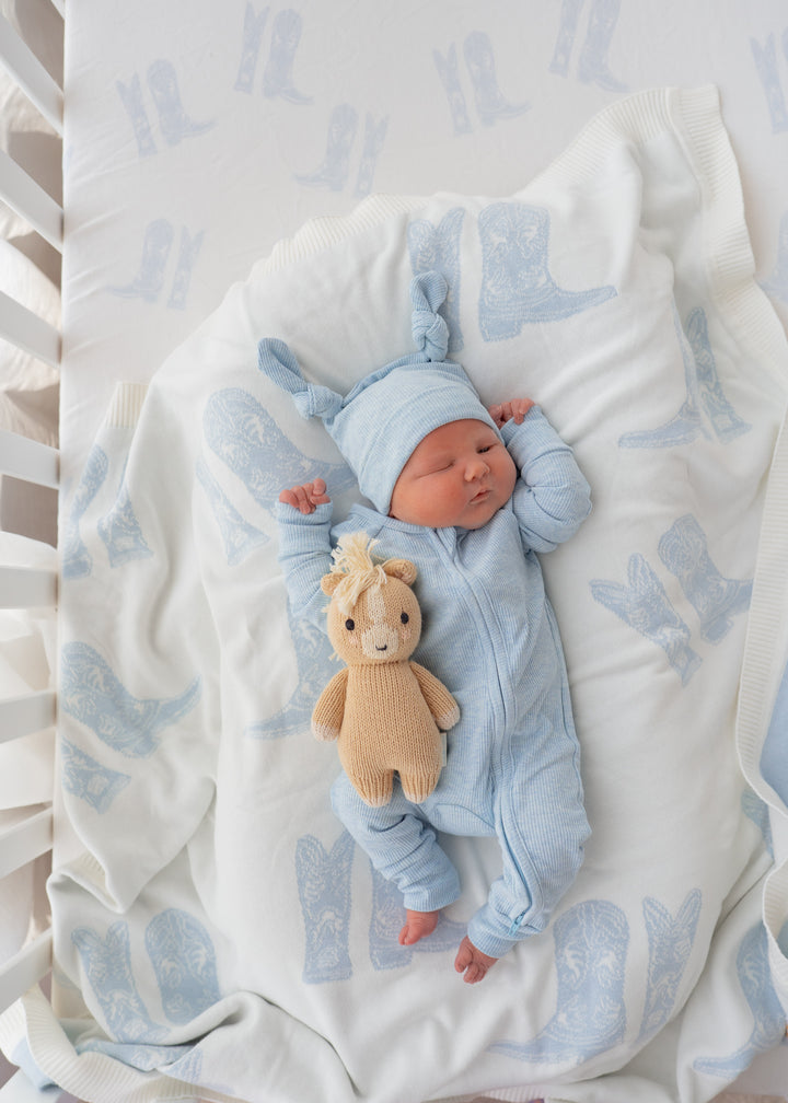 Zip Romper | Ocean Blue Rib