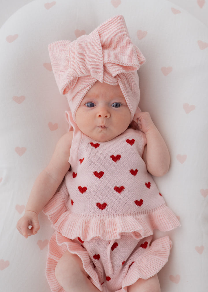 Knit Summer Set | Red Hearts