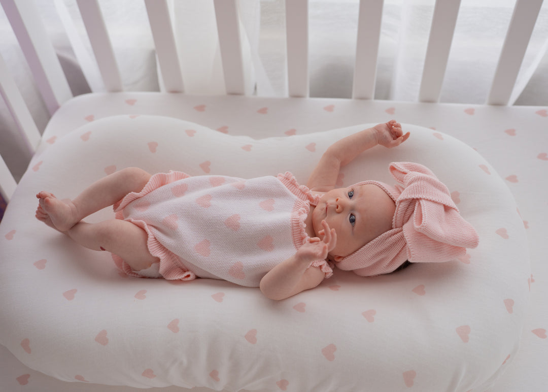 Knit Singlet Romper | Pink Hearts