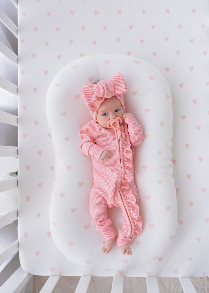 Frill Zip Romper | Peony Waffle