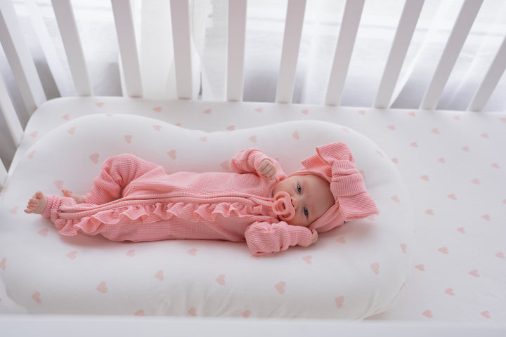 Frill Zip Romper | Peony Waffle