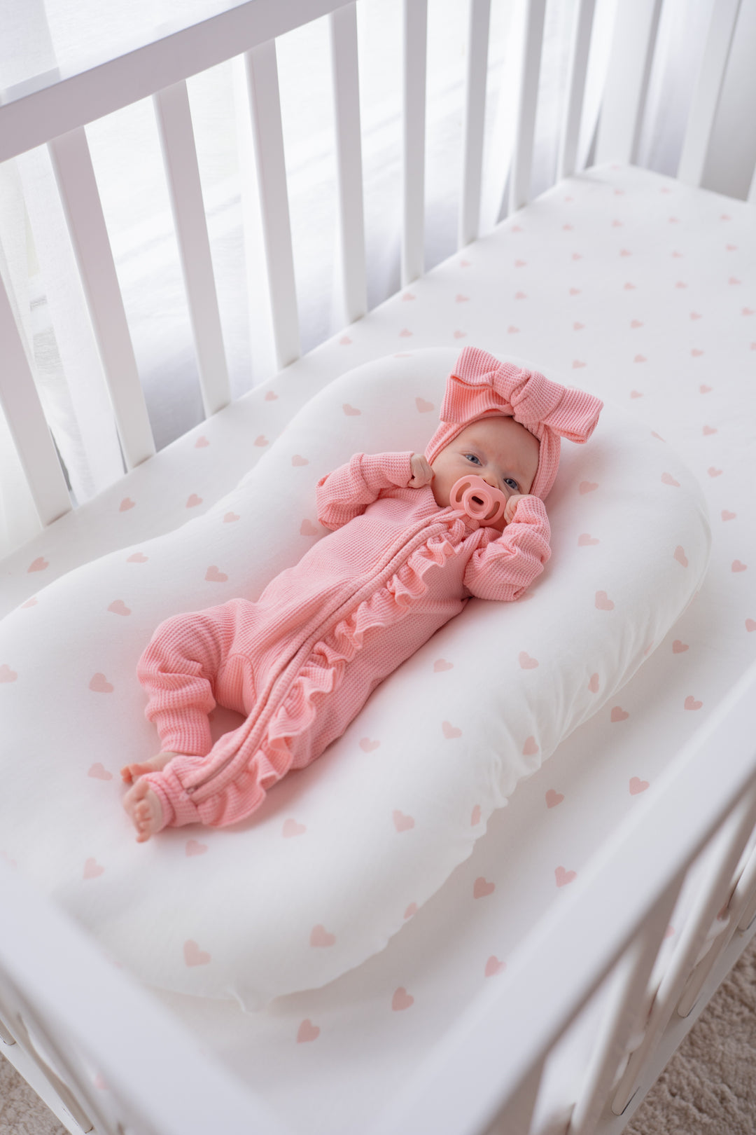 Frill Zip Romper | Peony Waffle