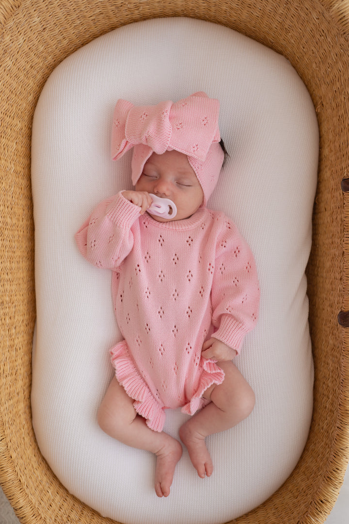 Frill Knit Pointelle Romper | Marshmallow