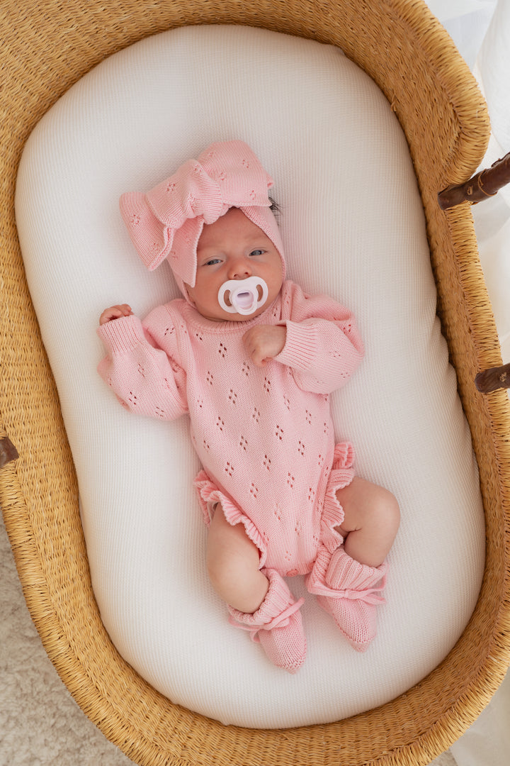 Frill Knit Pointelle Romper | Marshmallow