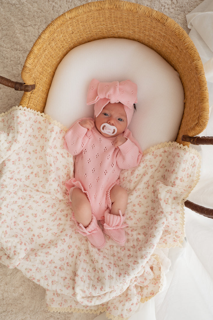 Frill Knit Pointelle Romper | Marshmallow