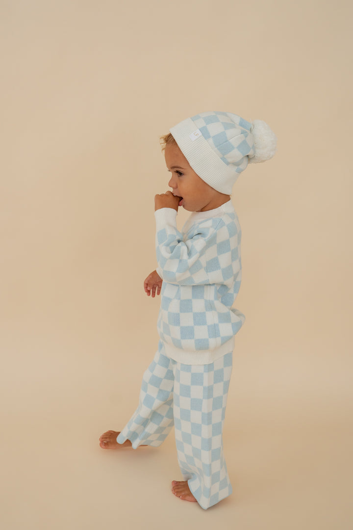 Knit Set | Sky Blue Checker